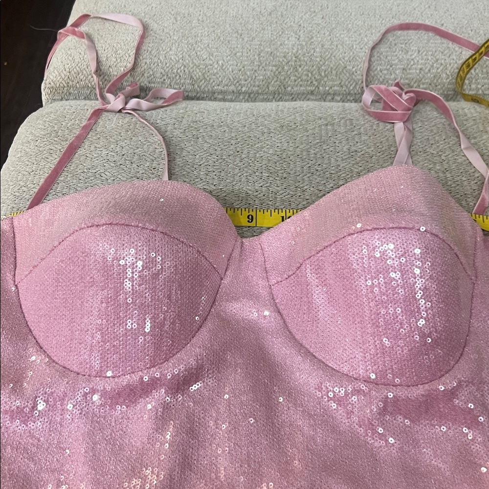 MADE TEUTA MATOSHI PINK SEQUIN CORSET TOP SIZE LARGE - Picture 11 of 15